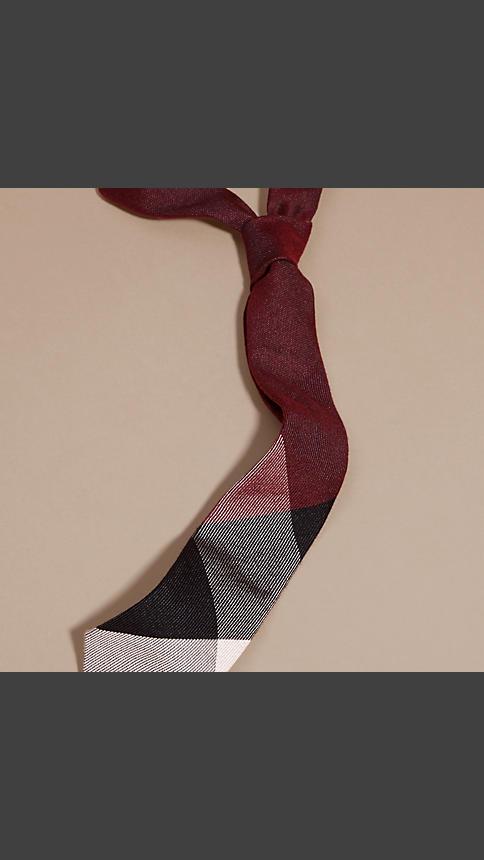 Burberry Modern Cut Check Cashmere Silk Tie