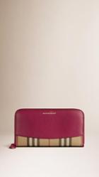 Burberry Horseferry Check And Leather Ziparound Wallet