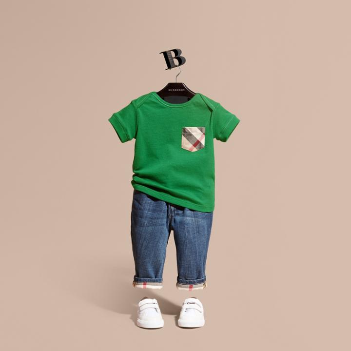 Burberry Burberry Check Pocket T-shirt, Size: 18m, Green