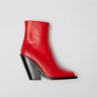 Burberry Burberry Leather Block-heel Ankle Boots, Size: 37.5, Red