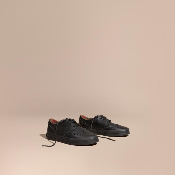 Burberry Burberry Leather Brogue-detail Trainers, Size: 28, Black