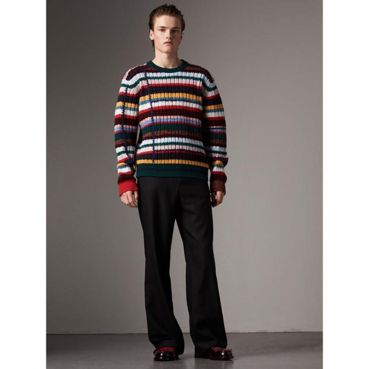 Burberry Burberry Striped Wool Cashmere Cotton Sweater