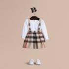 Burberry Burberry Detachable Strap Check Cotton Skirt, Size: 2y, Beige