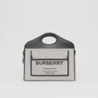 Burberry Burberry Medium Two-tone Canvas And Leather Pocket Tote, Black