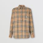 Burberry Burberry Zebra Appliqu Vintage Check Cotton Oversized Shirt, Size: 06