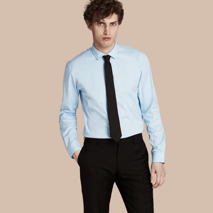 Burberry Burberry Modern Fit Stretch Cotton Shirt, Size: 17, Blue