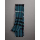 Burberry Burberry Fringed Check Wool Scarf, Blue