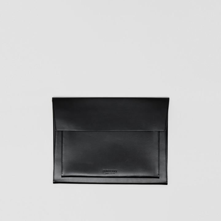 Burberry Burberry Leather Laptop Envelope Pouch, Black