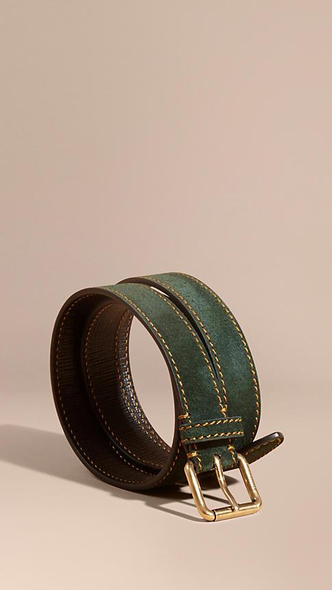 Burberry English Suede Belt With Topstitch Detail