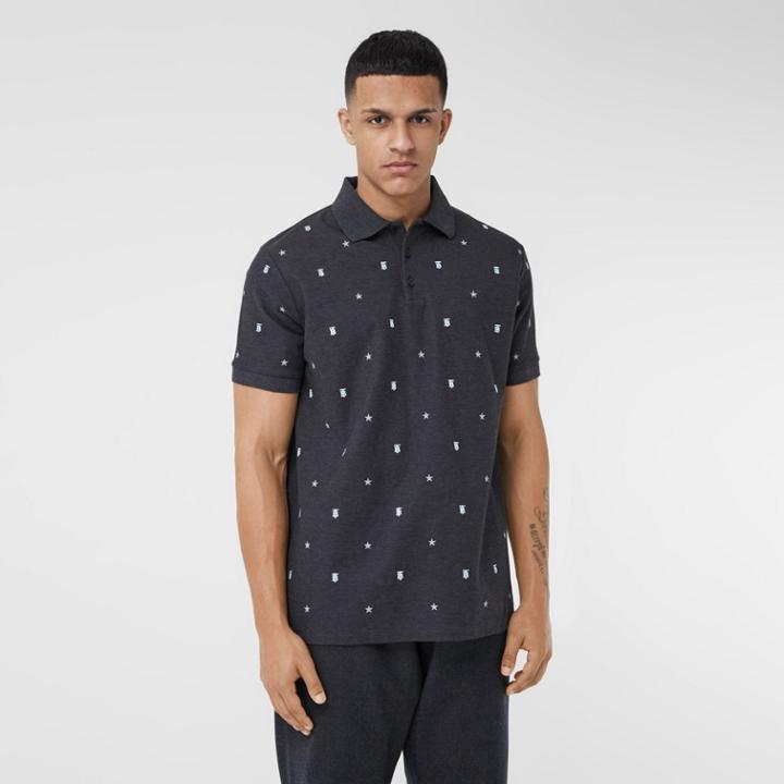Burberry Burberry Star And Monogram Motif Cotton Piqu Polo Shirt, Grey