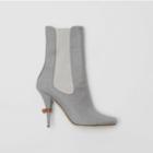 Burberry Burberry Stretch Wool Blend Peep-toe Boots, Size: 40, Grey