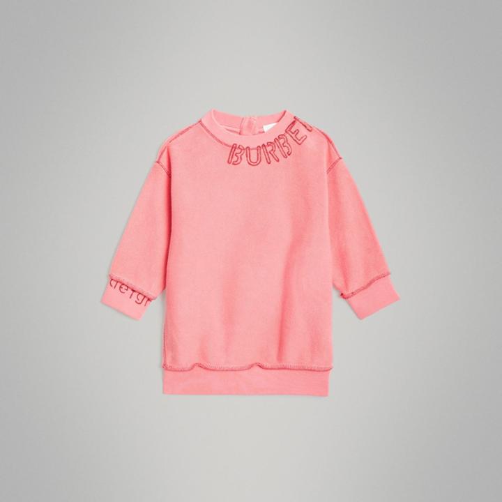 Burberry Burberry Childrens Stencil Logo Print Cotton Sweater Dress, Size: 18m, Pink
