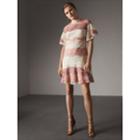 Burberry Burberry Floral Lace Dress With Flutter Sleeves, Size: 10, Pink
