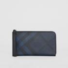Burberry Burberry London Check And Leather Travel Wallet, Blue