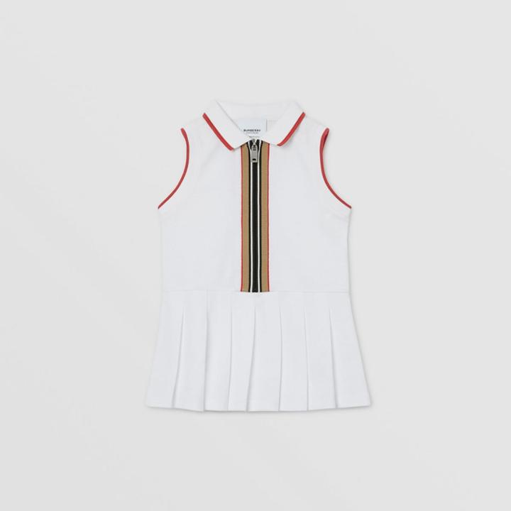 Burberry Burberry Childrens Icon Stripe Detail Cotton Zip-front Polo Dress, Size: 2y, White