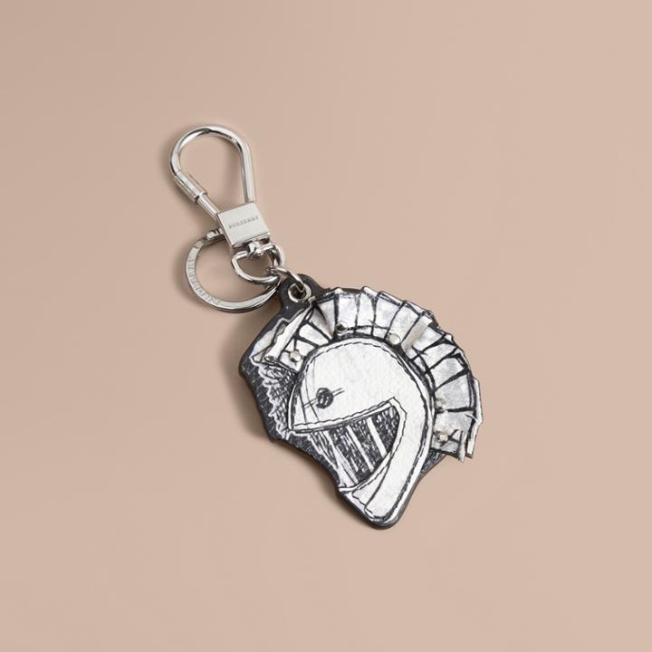 Burberry Burberry Pallas Helmet Motif Leather Key Ring, Black