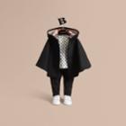 Burberry Burberry Hooded Check Detail Wool A-line Cape, Size: S, Black
