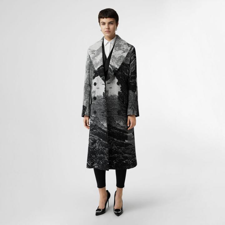 Burberry Burberry Dreamscape Wool Jacquard Double-breasted Coat, Size: 00, White