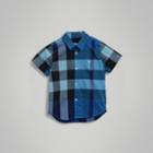 Burberry Burberry Short-sleeve Check Cotton Shirt, Size: 10y, Blue