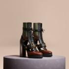 Burberry Burberry Leather And Snakeskin Cut-out Platform Boots, Size: 37, Brown
