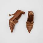 Burberry Burberry Studded Kiltie Fringe Leather Point-toe Pumps, Size: 40.5, Brown