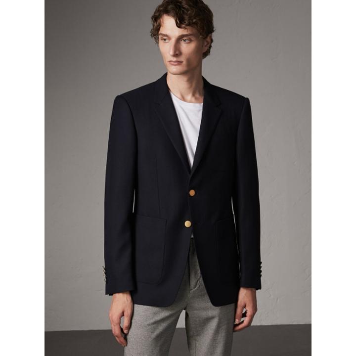 Burberry Burberry Modern Fit Tailored Wool Half-canvas Jacket, Size: 40r, Blue