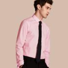 Burberry Burberry Modern Fit Double-cuff Striped Cotton Poplin Shirt, Size: 14.5, Pink