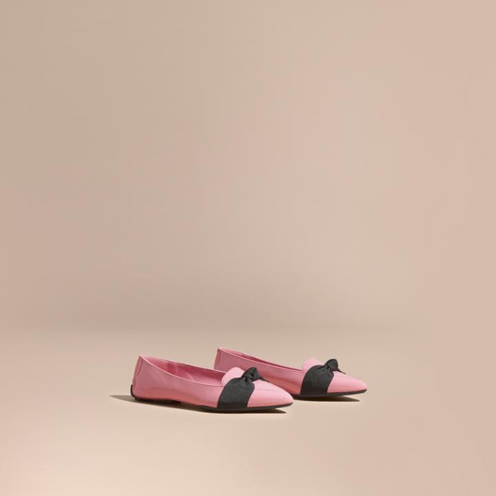 Burberry Burberry Patent Leather Loafers With Grosgrain Bow, Size: 38, Pink