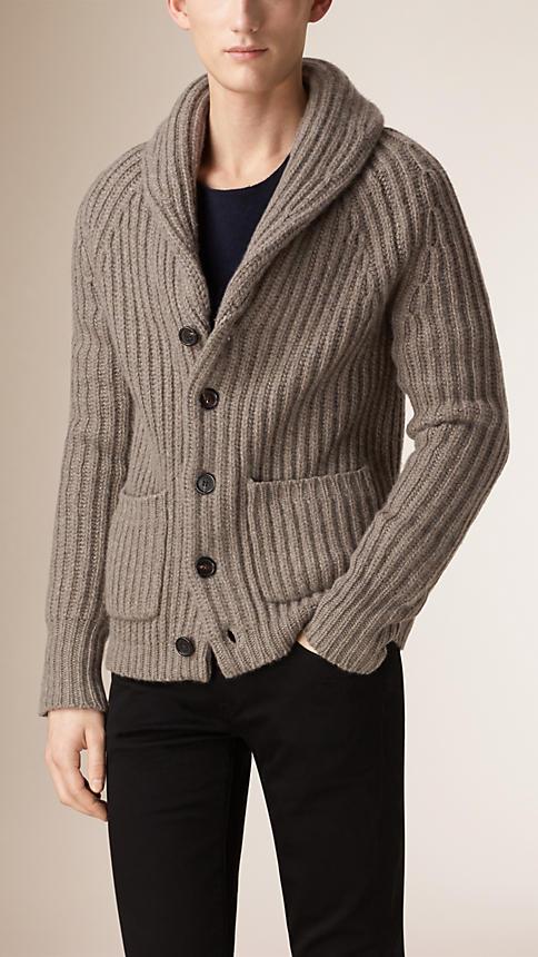 Burberry Shawl Collar Wool Cashmere Cardigan