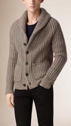Burberry Shawl Collar Wool Cashmere Cardigan