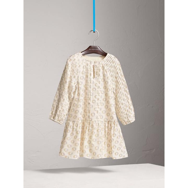 Burberry Burberry Pleated Detail Fil Coup Dress, Size: 10y, White