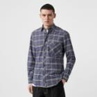 Burberry Burberry Small Scale Check Stretch Cotton Shirt, Blue