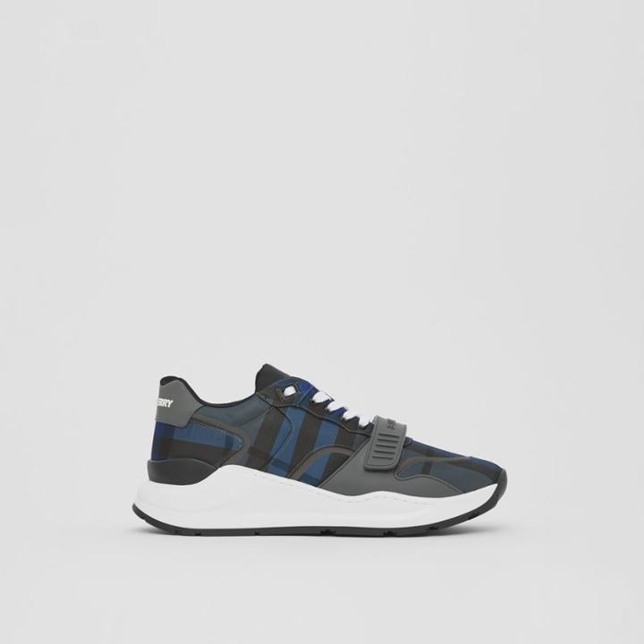 Burberry Burberry Check And Leather Sneakers, Size: 39