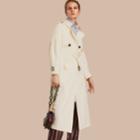 Burberry Burberry Oversize Silk Trench Coat With Puff Sleeves, Size: 12, White