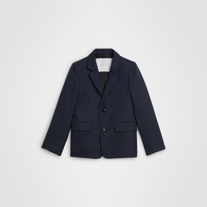 Burberry Burberry Childrens Prince Of Wales Check Wool Blazer, Size: 10y, Blue