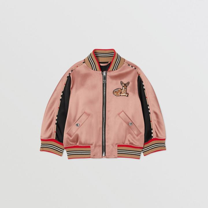 Burberry Burberry Childrens Deer Motif Sateen Bomber Jacket, Size: 12m, Pink