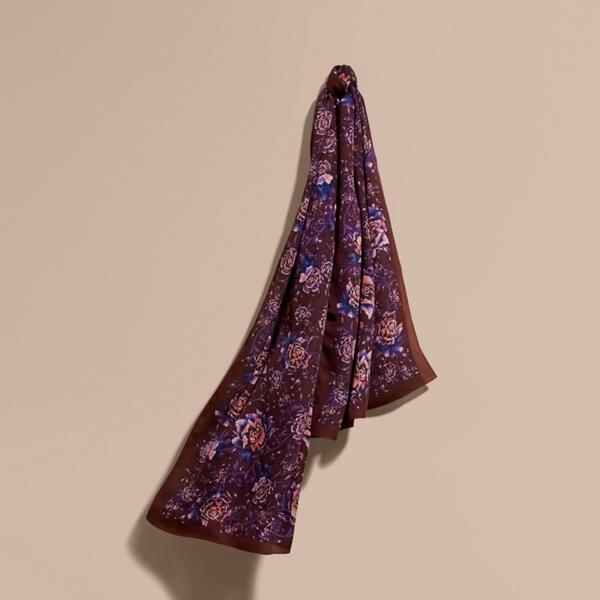 Burberry Peony Rose Print Silk Scarf
