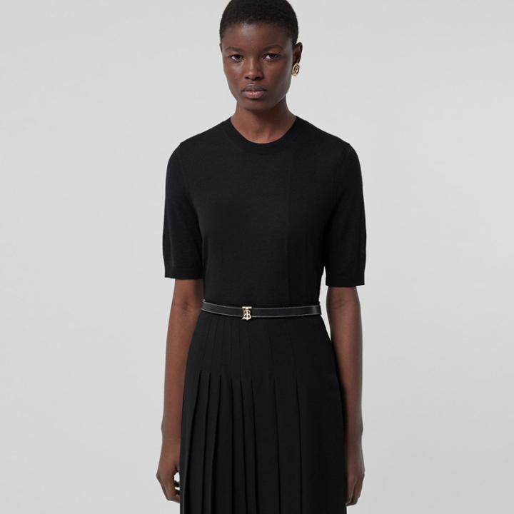 Burberry Burberry Short-sleeve Monogram Motif Wool Silk Cashmere Top, Size: Xs