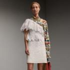 Burberry Burberry One-shoulder Cotton Voile And Lace Dress, Size: 02, White