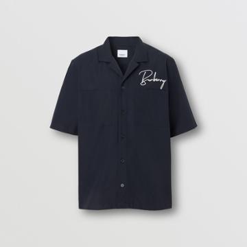 Burberry Burberry Short-sleeve Embroidered Logo Cotton Shirt, Size: Xl