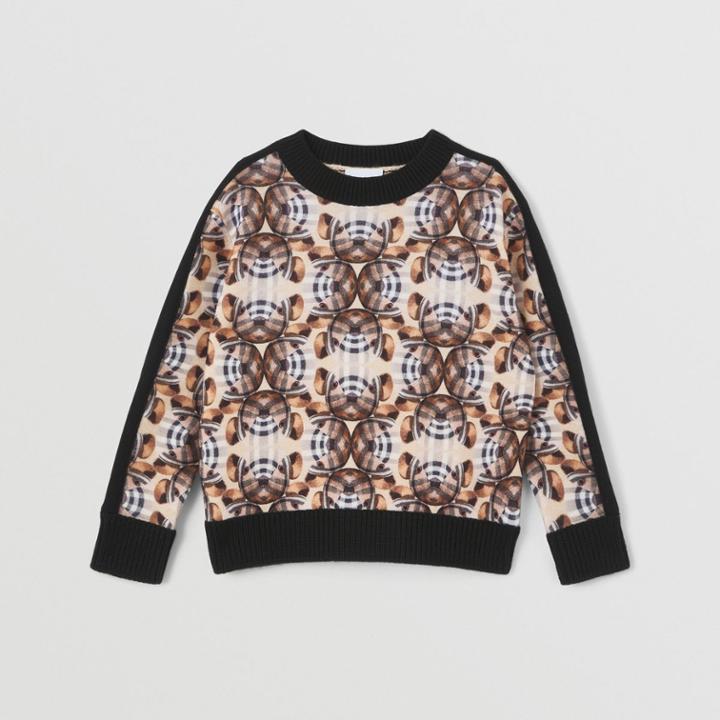 Burberry Burberry Childrens Thomas Bear Print Technical Wool Sweater, Size: 10y