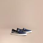 Burberry Burberry Overdyed House Check Cotton Slip-on Trainers, Size: 42, Blue