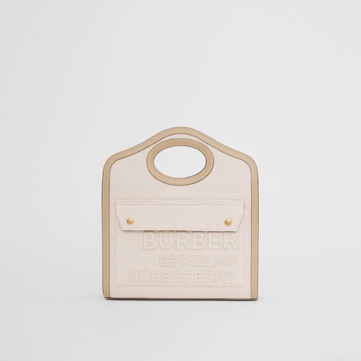 Burberry Burberry Mini Horseferry Linen Cotton Canvas Pocket Bag