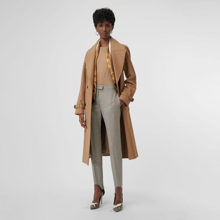 Burberry Burberry Houndstooth Check Stretch Wool Tailored Jodhpurs, Size: 04, Yellow