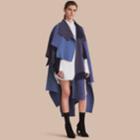 Burberry Burberry Wool Cashmere Patchwork Poncho, Blue