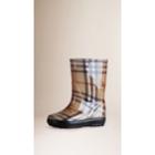 Burberry Burberry Childrens Haymarket Check Rain Boots, Size: 23-24, Beige