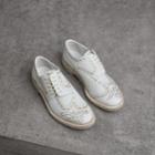 Burberry Burberry Asymmetric Closure Riveted Leather Brogues, Size: 37, White