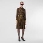 Burberry Burberry Leopard Print Silk Chiffon Pussy-bow Blouse, Size: 02, Yellow