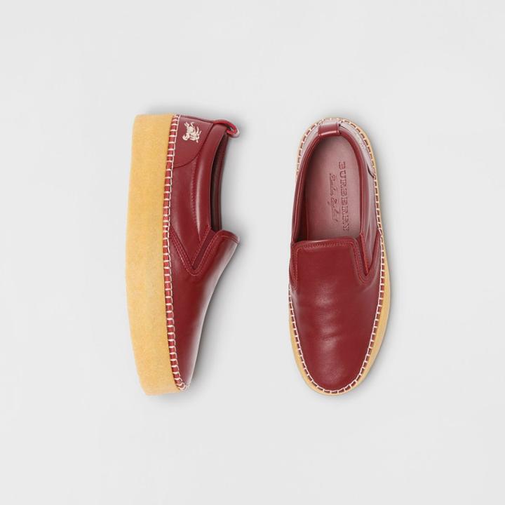 Burberry Burberry Leather Slip-on Sneakers, Size: 37, Red