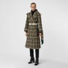 Burberry Burberry Reversible Tropical Gabardine And Check Trench Coat, Size: 08, Green